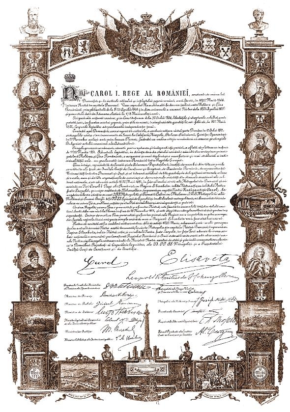 Constituţia din 1866 prima realizare a Regelui Carol I