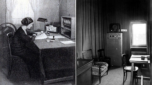 Cabina de emisie Radioul public în anii 1930