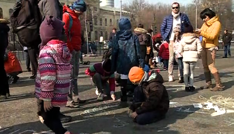 Protestul copiilor în Piața Victoriei. 18.02
