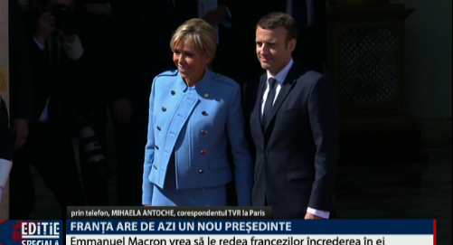 Emmanuel și Brigitte Macron la Palatul Elysee