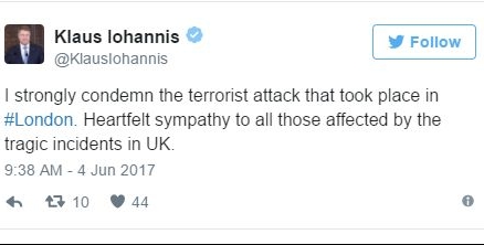 Klaus Iohannis condamnă atacurile de la Londra