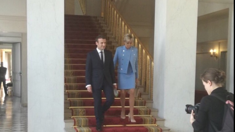 Brigitte și Emmanuel Macron la ceremonia de învestire