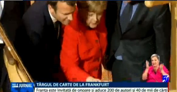 Angela Merkel și Emmanuel Macron la Târgul de Carte de la Frankfurt