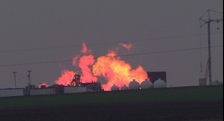 Incendiu la sonda de gaze de la Satu Mare