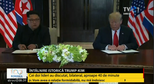 Trump și Kim Jong semnează un document
