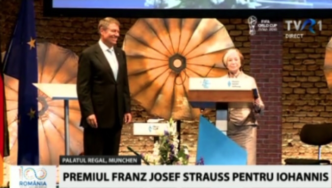 Premiul „Franz Josef Strauss” pentru președintele Klaus Iohannis