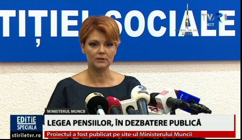 Ministrul Muncii Lia Olguța Vasilescu prezintă legea pensiilor