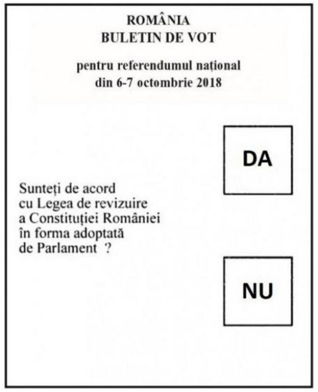 Buletin de vot Referendum 2018