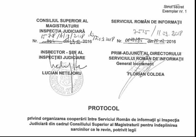 Protocol Inspecția Judiciară - SRI