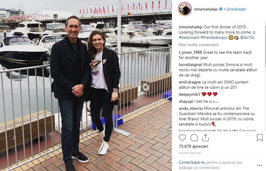 Simona Halep si Darren Cahill postare pe Instagram