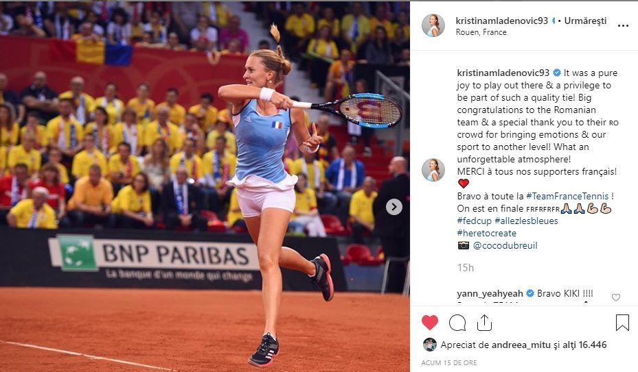Kristina Mladenovic pe Instagram