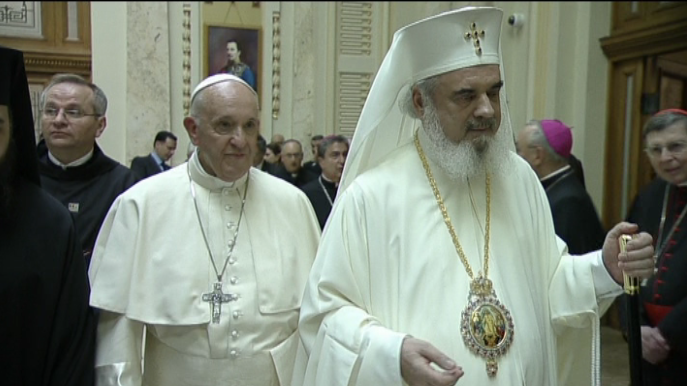 Intâlnirea dintre Papa Francisc si Patriarhul Daniel