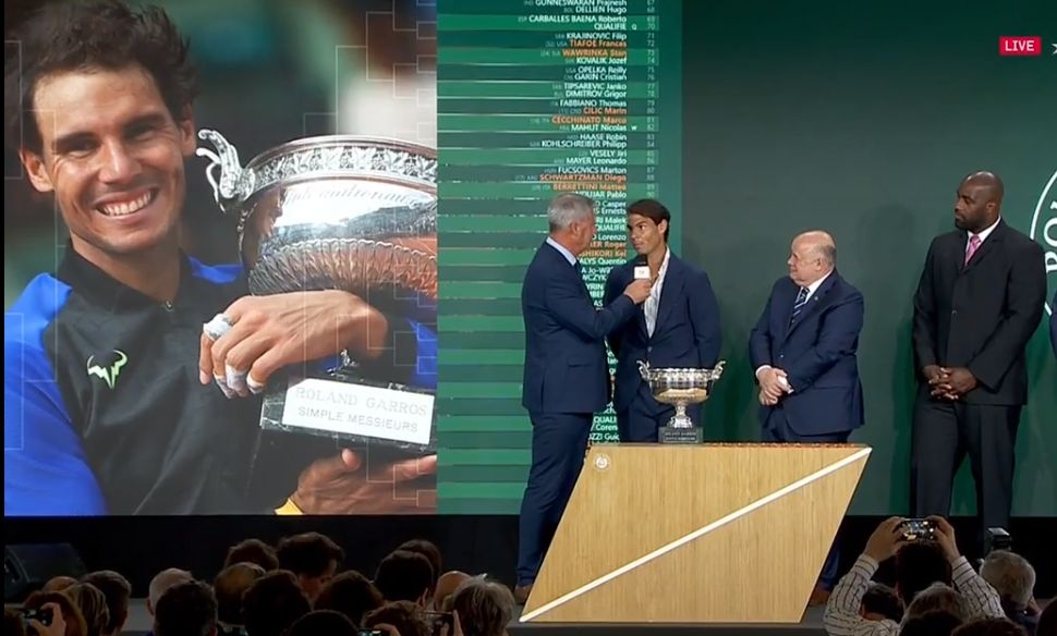 Rafael Nadal la ceremonia tragerii la sorți de la Roland Garros 2019