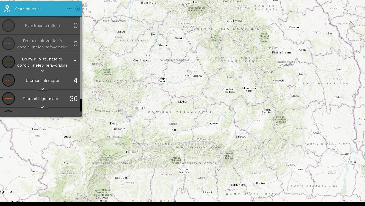 CNAIR a lansat o hartă on-line care prezintă situația drumurilor naționale în timp real