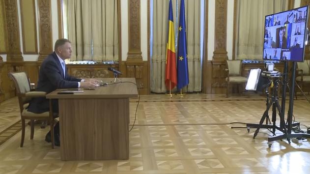 Președintele Klaus Iohannis în videoconferință cu miniștrii Cabinetului Orban