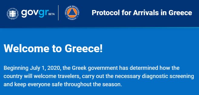 Platforma pentru emiterea formularelor de călătorie în Grecia