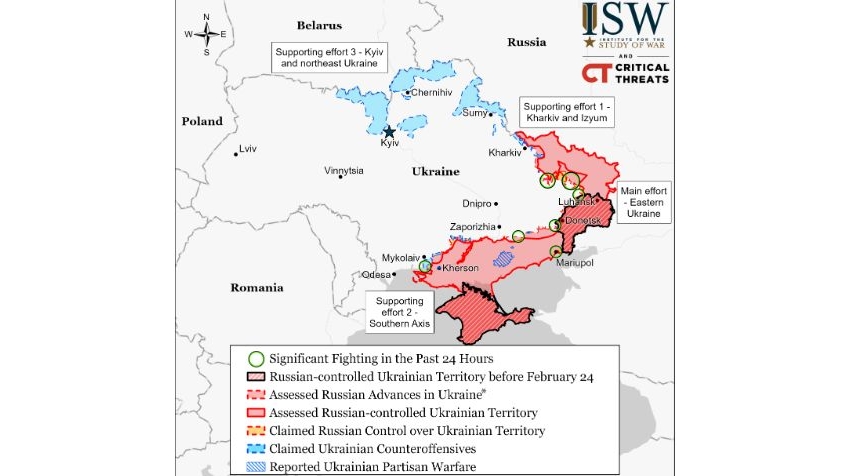 Harta conflictului potrivit Institutului pentru Studiul Războiului