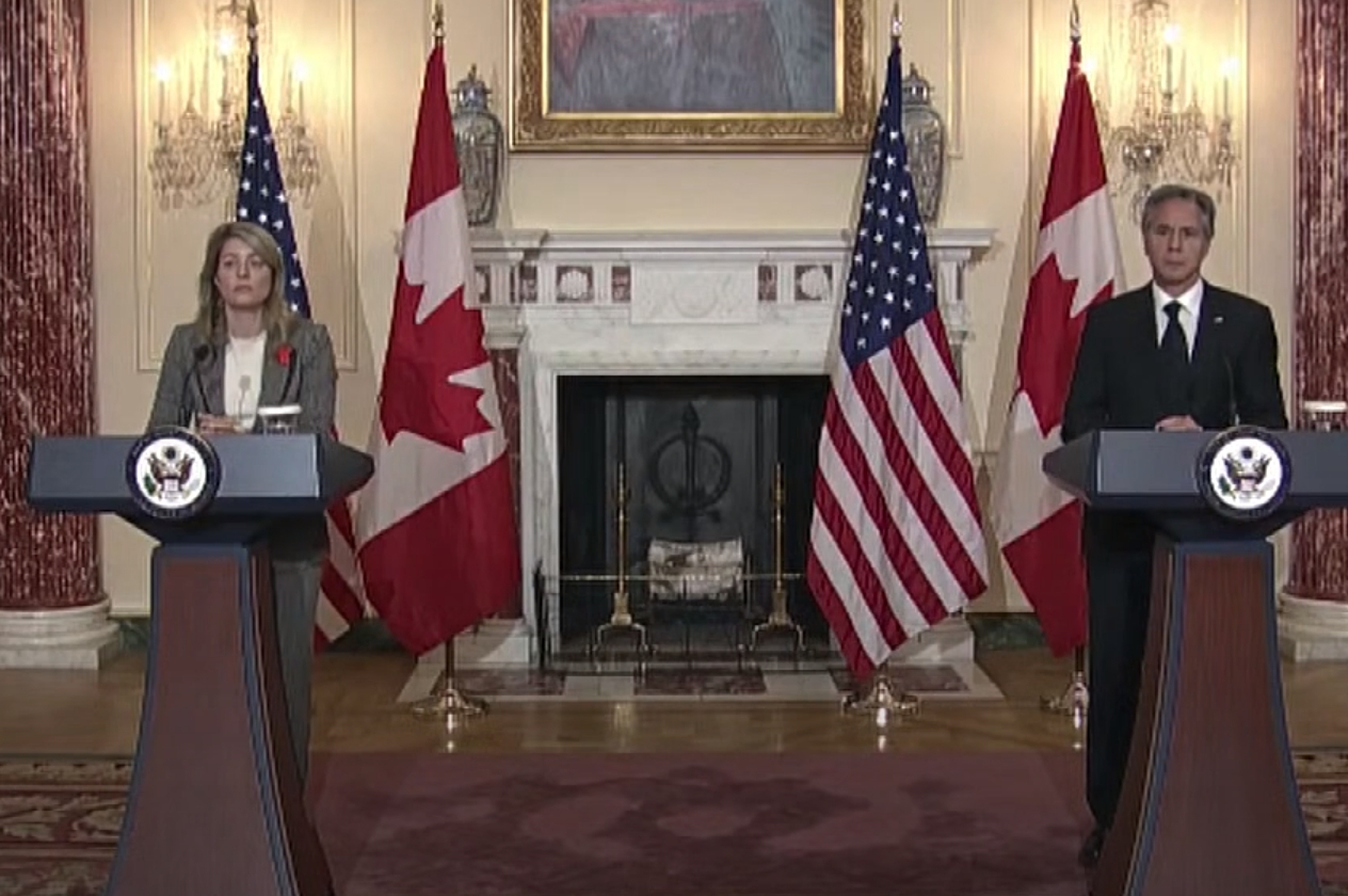 Secretarul de stat american Antony Blinken și  Melanie Joly ministrul canadian de Externe