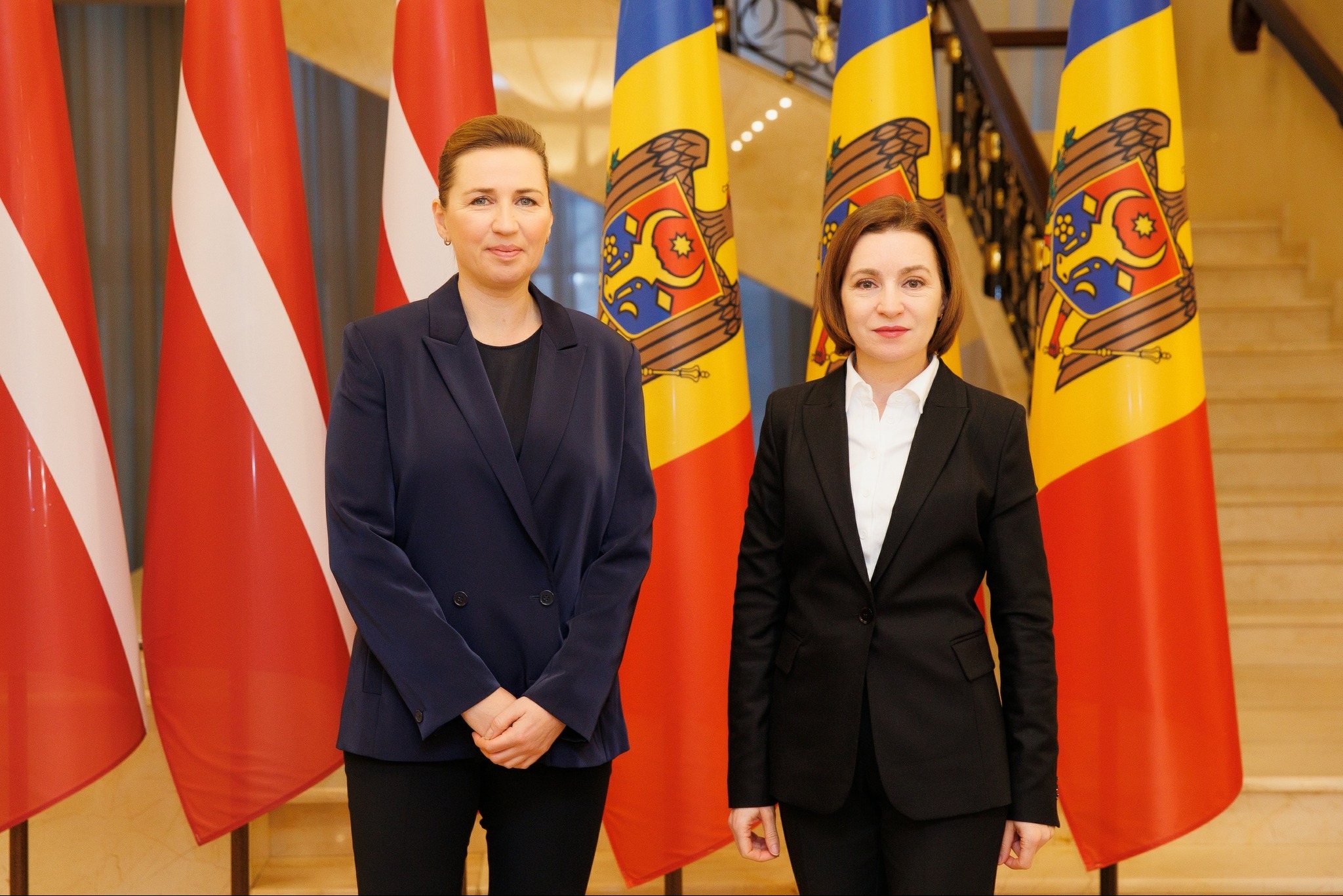Şefa guvernului danez Mette Frederiksen primită la Chişinău de preşedinta Maia Sandu