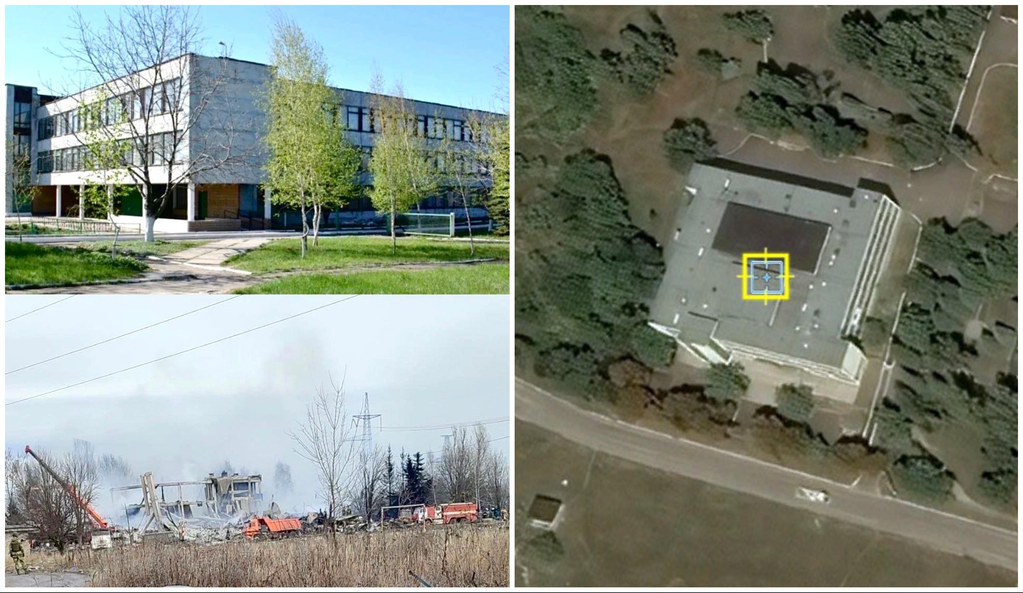 Colegiul din Makiivka înainte și după bombardament