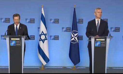 conferință de presă a preşedintelui israelian Isaac Herzog și a secretarului general al NATO Jens Stoltenberg