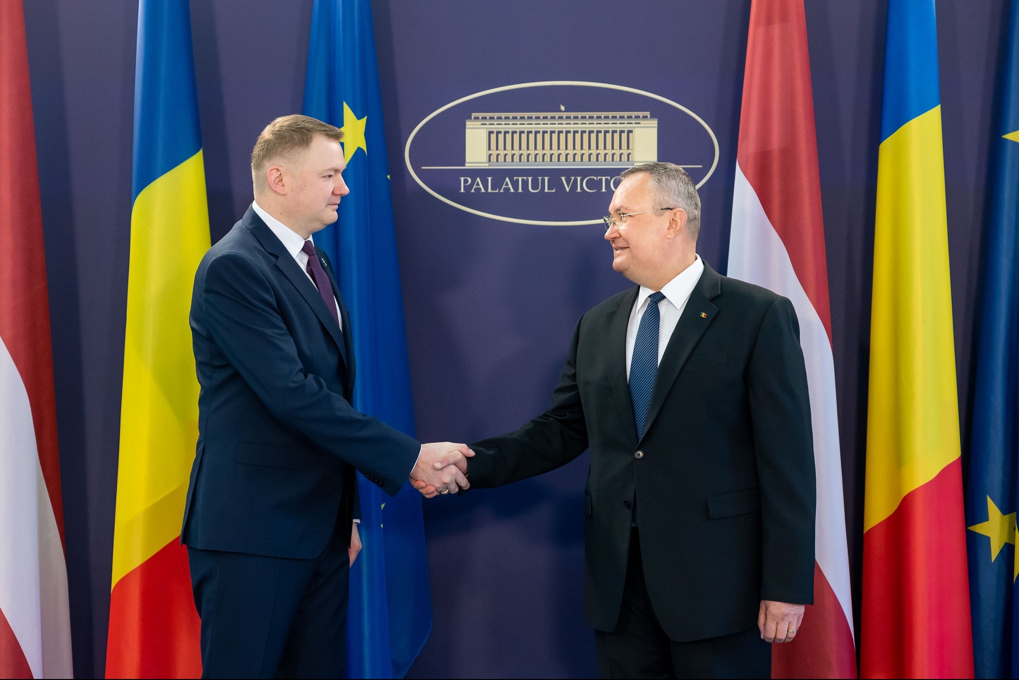 Premierul Nicolae Ciucă și preşedintele Parlamentului Republicii Letonia Edvards Smiltens