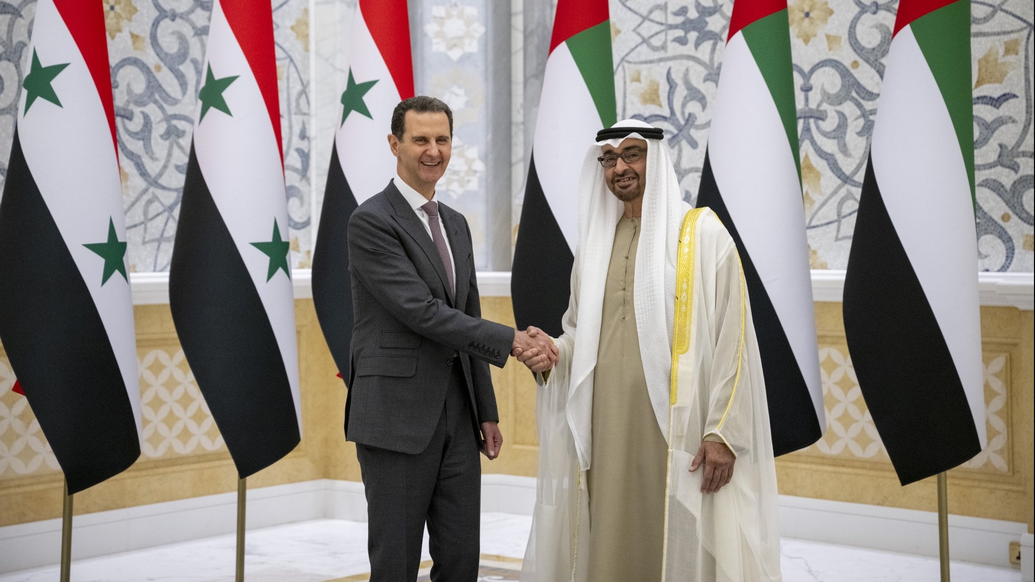 Mohammed bin Zayed Al-Nahyan și Bashar al-Assad