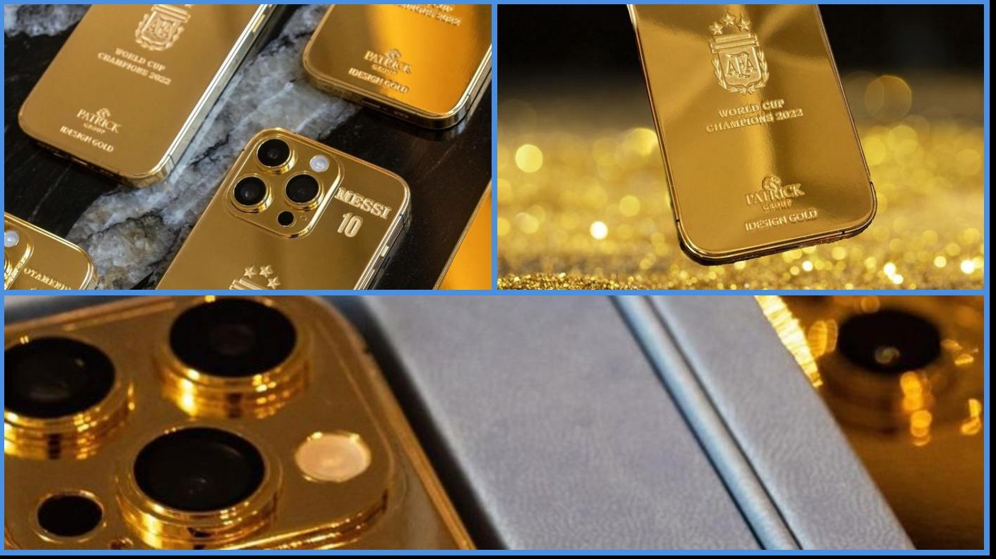 Telefoane de aur oferite de Messi / colaj foto iDesign Gold Instagram