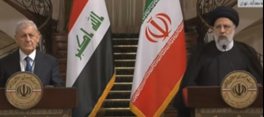 Preşedintele iranian Ebrahim Raisi într-o conferinţă de presă comună la Teheran cu omologul său irakian Abdel Latif Rashid