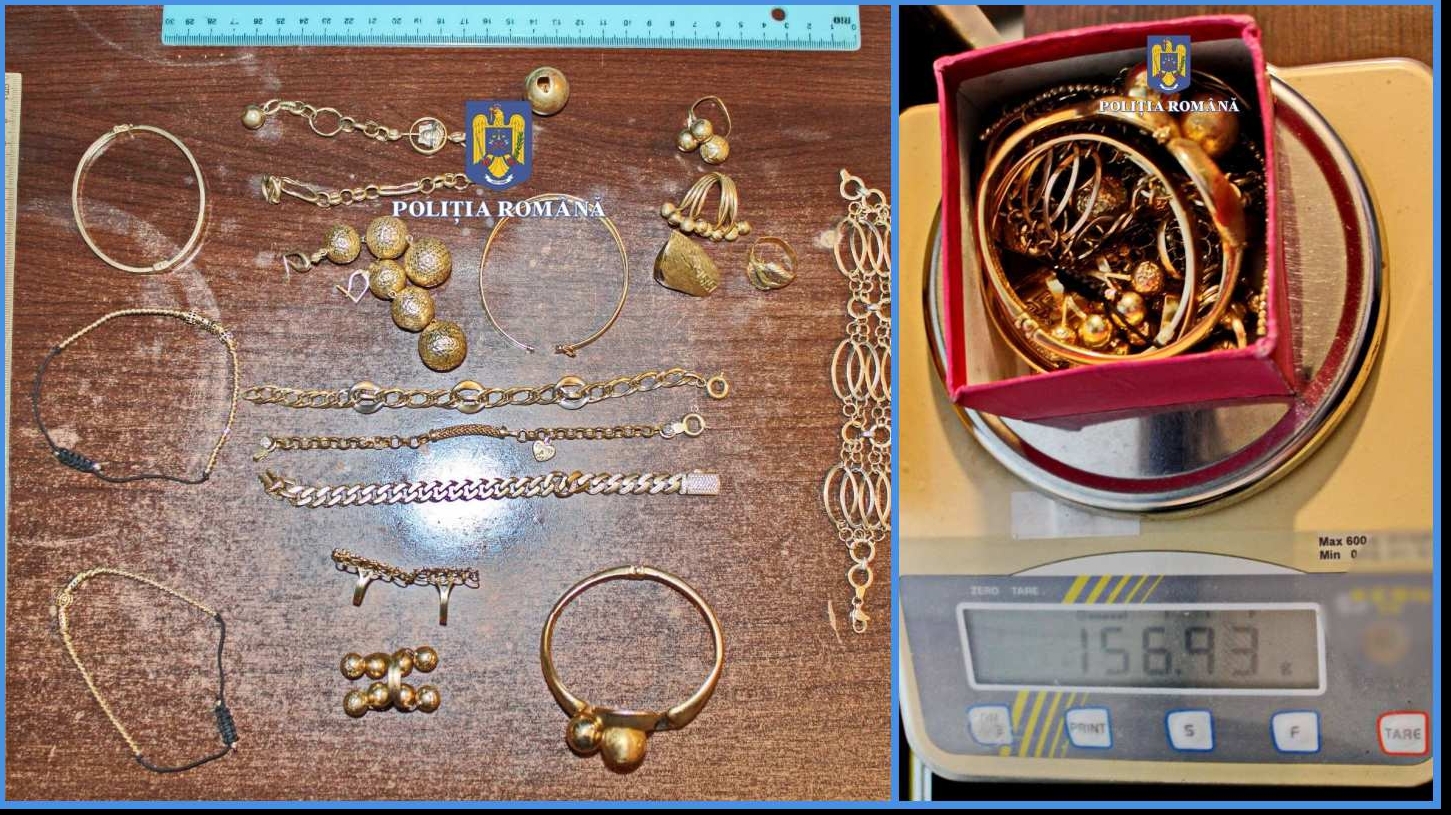 Bijuterii din aur descoperite de polițiști