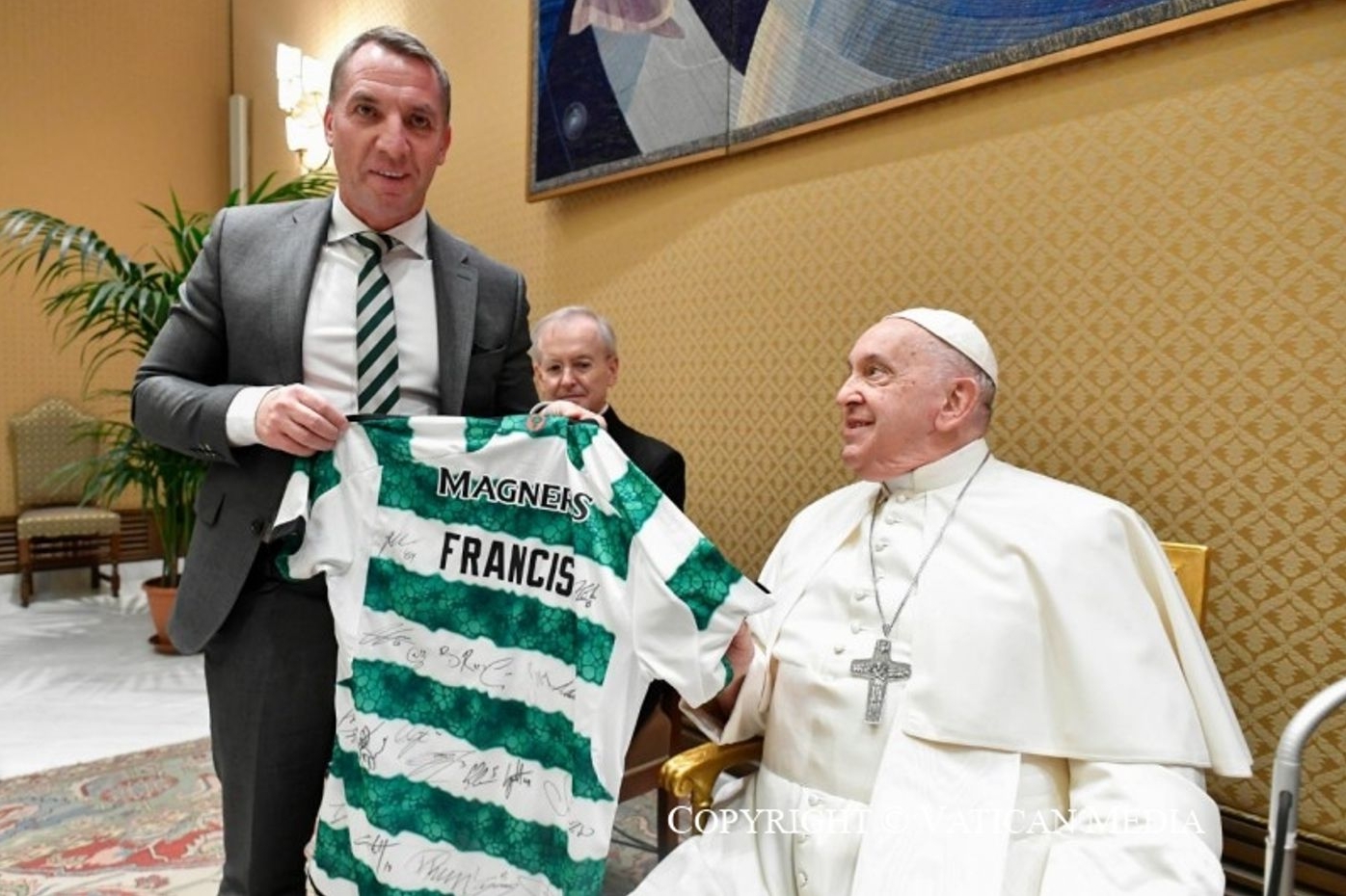Papa Francisc și antrenorul echipei Celtic Glasgow